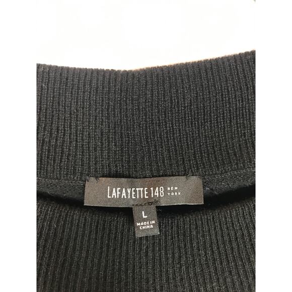 Lafayette 148 New York Sweater Large Black Beaded Sequin Capsule Office Classic - Picture 4 of 6